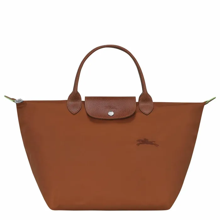 Women Le Pliage Green M Handbag Cognac Longchamp Handbags
