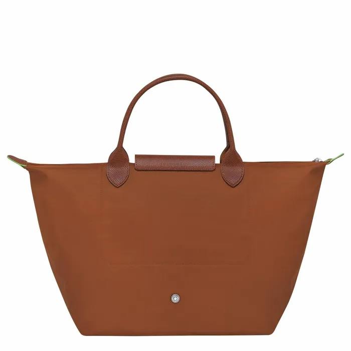 Women Le Pliage Green M Handbag Cognac Longchamp Handbags