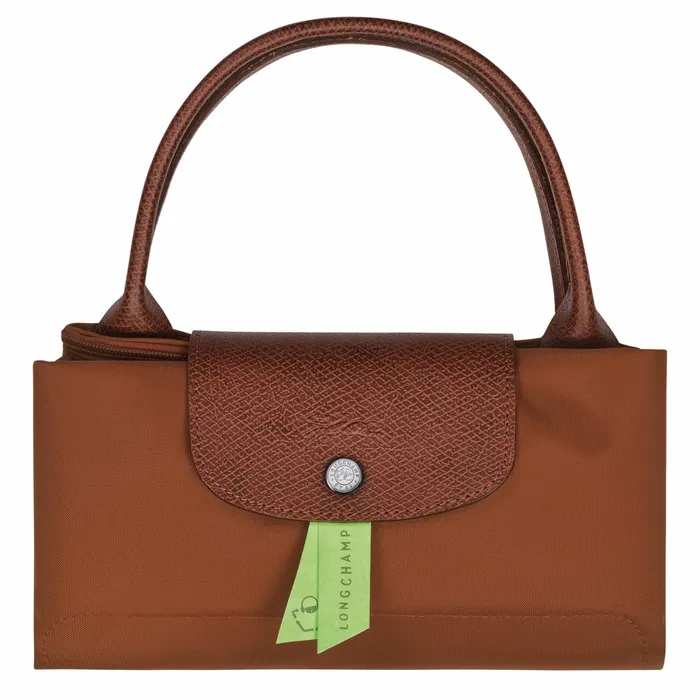 Women Le Pliage Green M Handbag Cognac Longchamp Handbags