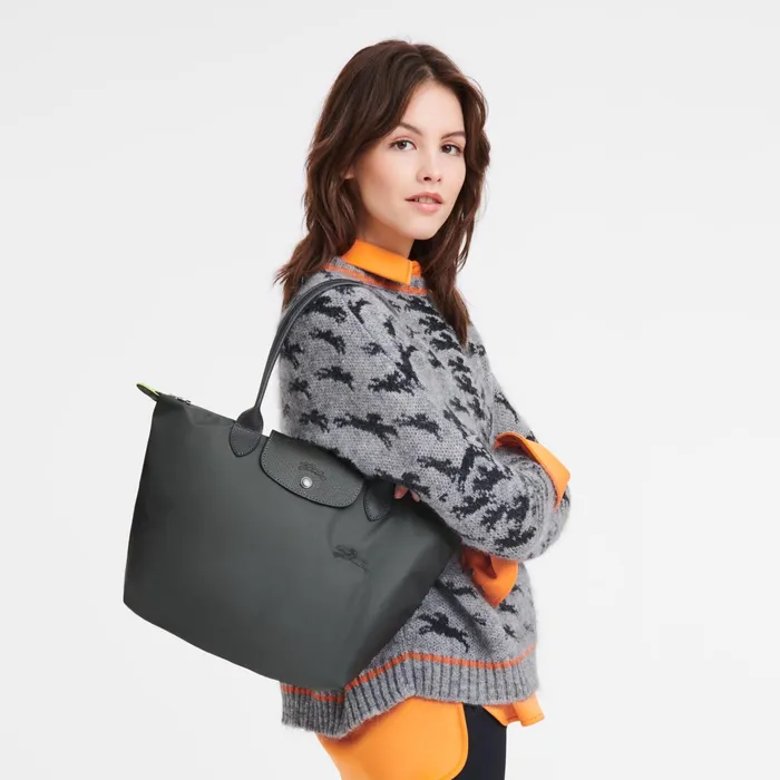 Women Le Pliage Green M Tote Bag Graphite Longchamp Shoulder Bags
