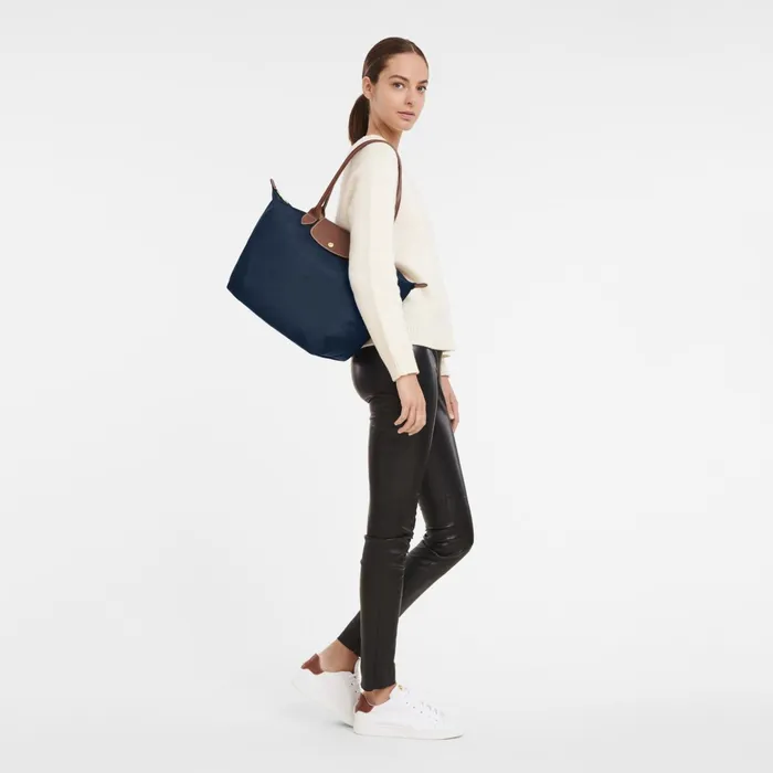 Women Le Pliage Original L Tote Bag Navy Longchamp Shoulder Bags
