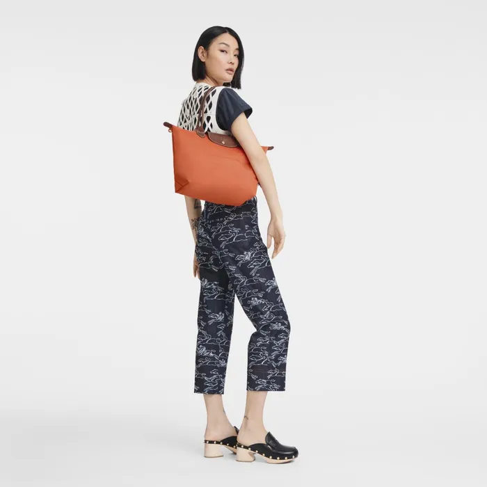 Women Le Pliage Original M Tote Bag Orange Longchamp Shoulder Bags