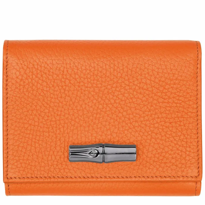 Women Le Roseau Essential Wallet Orange Longchamp Leather Wallets