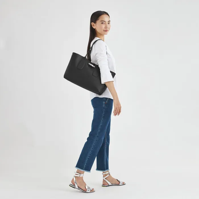 Women Le Roseau L Tote Bag Black Longchamp Shoulder Bags