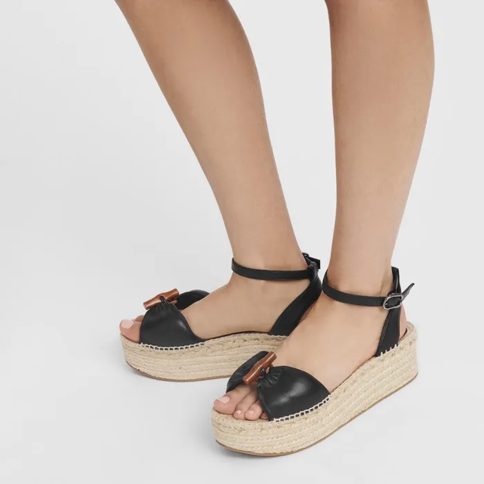 Women Le Roseau Wedge Espadrilles Black Longchamp Sandals