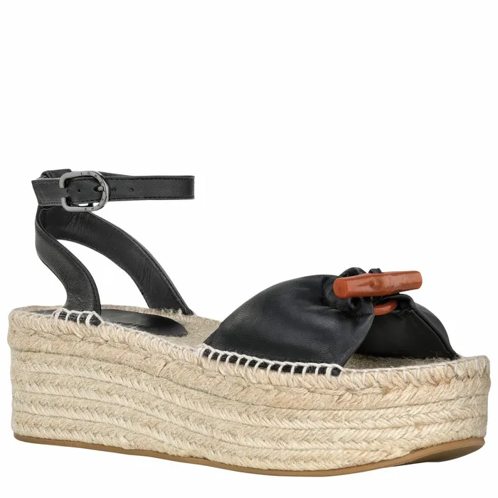 Women Le Roseau Wedge Espadrilles Black Longchamp Sandals