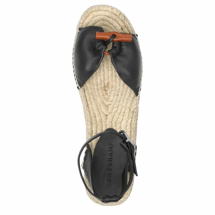 Women Le Roseau Wedge Espadrilles Black Longchamp Sandals