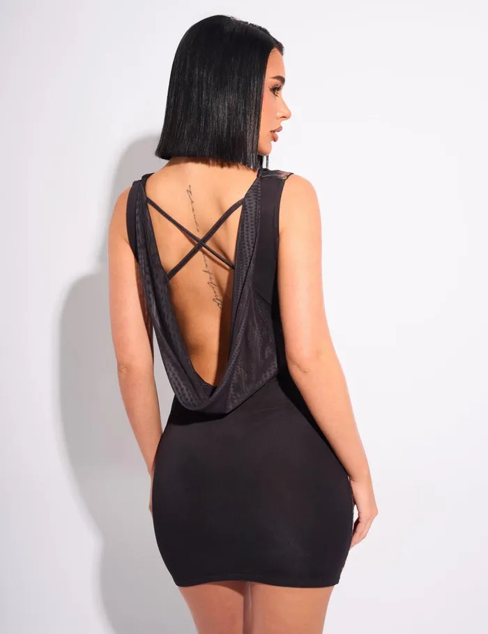 Women Leopard Printed Cowl Neck Mini Dress Black Black Public Desire Dresses