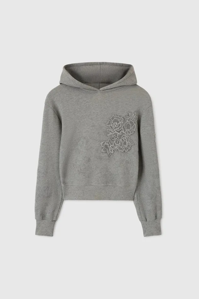 Women Life Homewear Ermanno Scervino Hoodie With Lace Application Grey