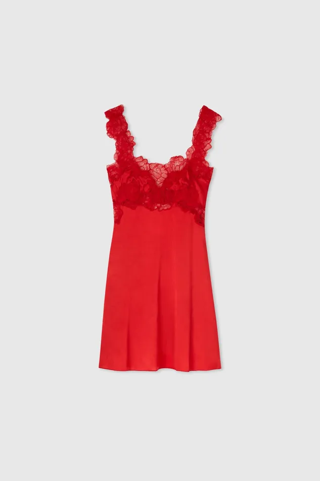 Women Life Homewear Ermanno Scervino Lingerie Dress With Lace Appliqu Red