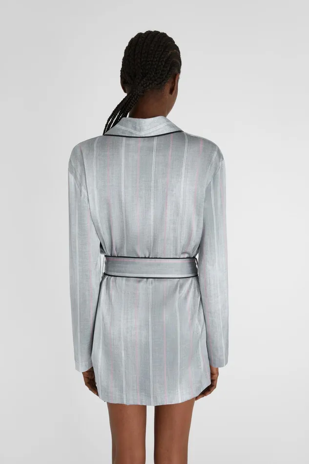 Women Life Homewear Ermanno Scervino Short Pinstripe Dressing Gown With Belt