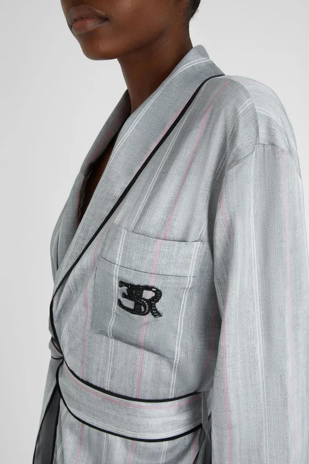 Women Life Homewear Ermanno Scervino Short Pinstripe Dressing Gown With Belt