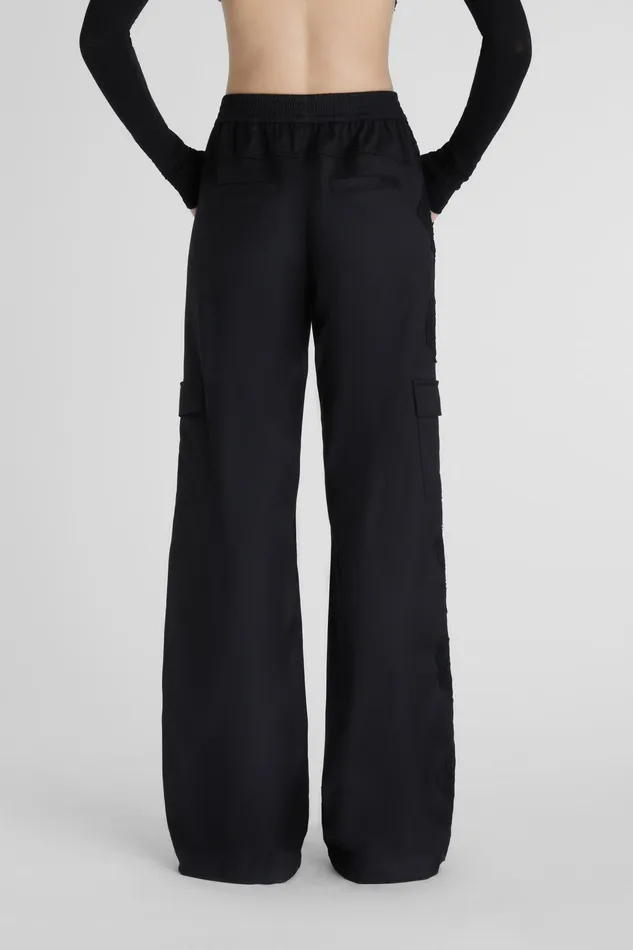 Women Life Homewear Ermanno Scervino Wideleg Cargo Trousers With Lace Black