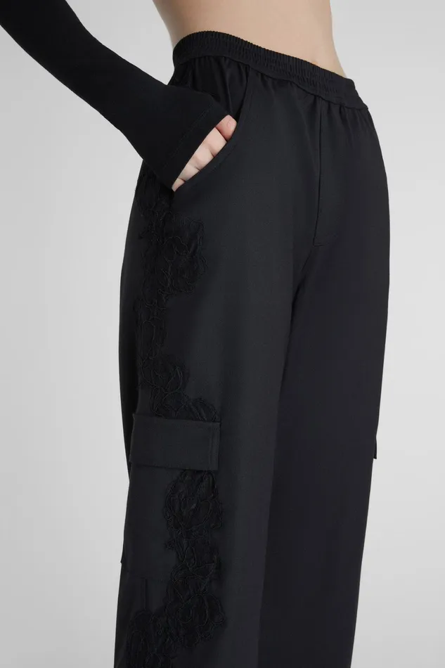 Women Life Homewear Ermanno Scervino Wideleg Cargo Trousers With Lace Black