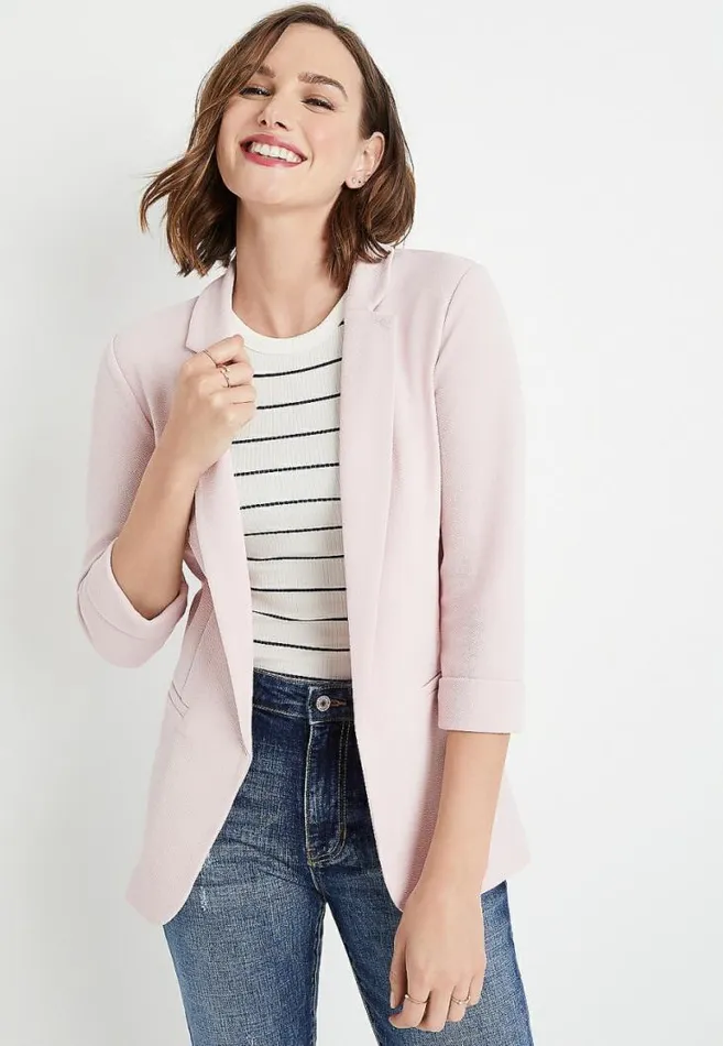 Women Light Pink Open Front Blazer Maurices Tops