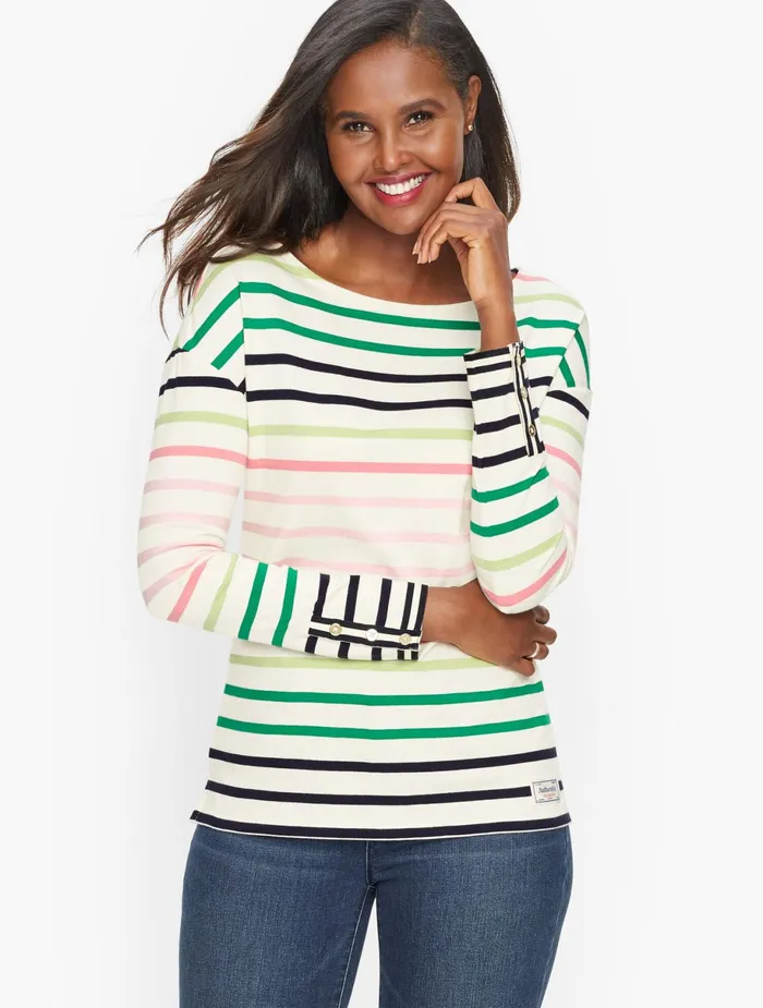 Women Long and 34 Sleeve Talbots Authentic Tee Indigo Multi