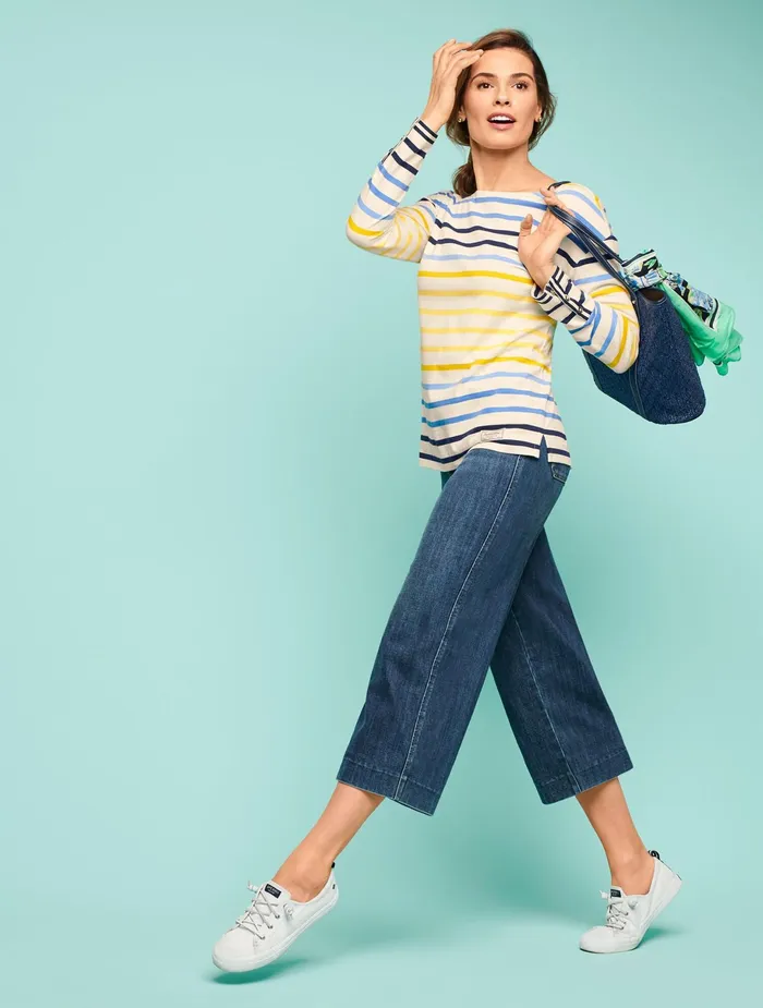 Women Long and 34 Sleeve Talbots Authentic Tee Indigo Multi