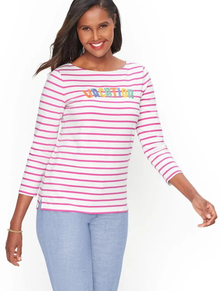 Women Long and 34 Sleeve Talbots Authentic Tee Whitewatermelon
