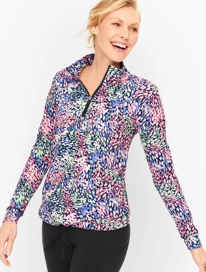 Women Long and 34 Sleeve Talbots On The Move Pullover India Ink Multi