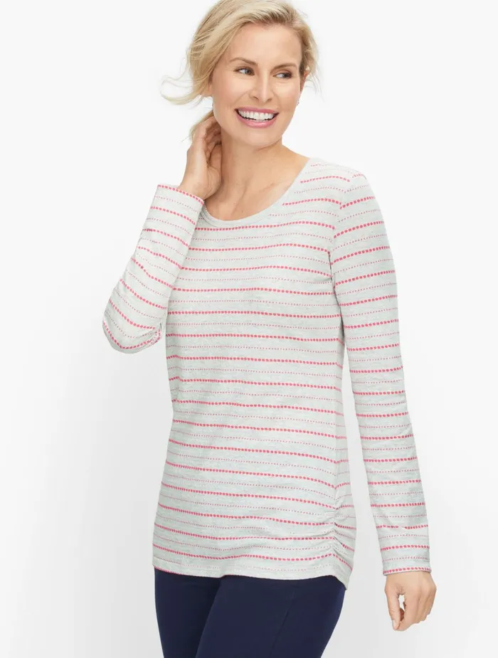 Women Long and 34 Sleeve Talbots Side Ruched Tee