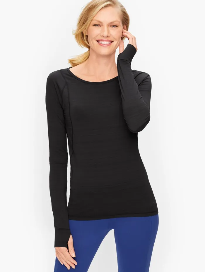Women Long and 34 Sleeve Talbots Slub Topstitched Tee