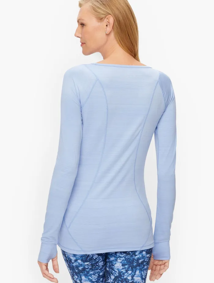 Women Long and 34 Sleeve Talbots Slub Topstitched Tee