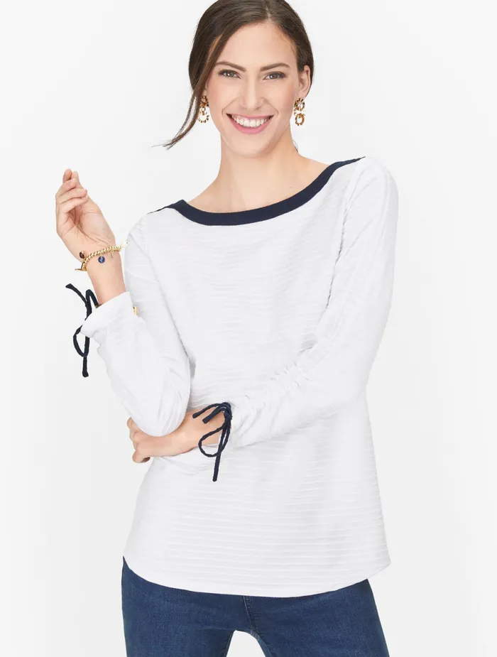 Women Long and 34 Sleeve Talbots Tie Cuff Tee Sagebrush
