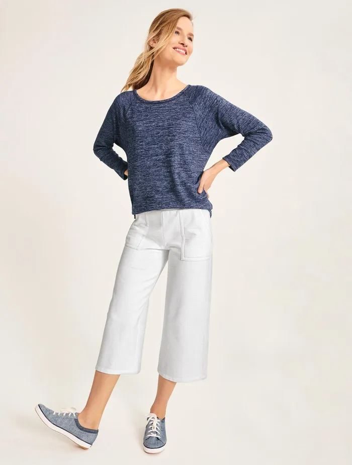 Women Long and 34 Sleeve Talbots Twist Back Heathered Pullover Chambray Heather