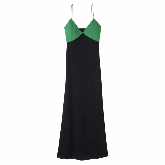 Women Long Dress GreenBlack Longchamp Dresses and Skirts