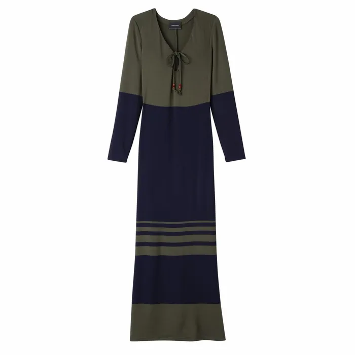 Women Long Dress NavyKhaki Longchamp Dresses and Skirts