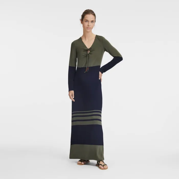 Women Long Dress NavyKhaki Longchamp Dresses and Skirts