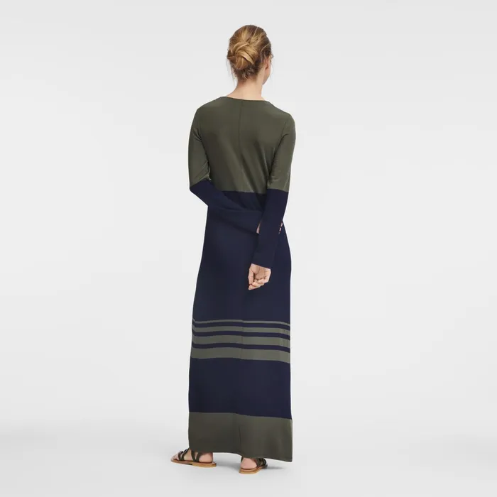 Women Long Dress NavyKhaki Longchamp Dresses and Skirts