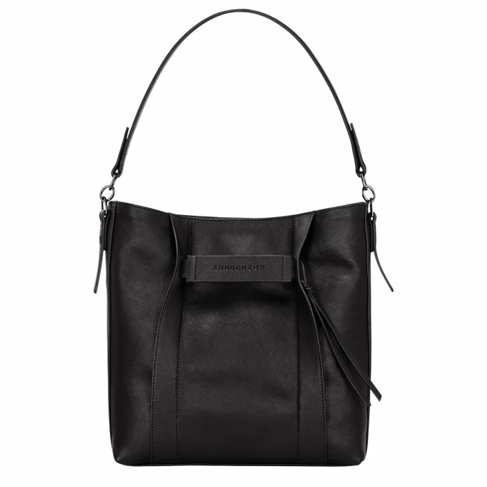 Women Longchamp 3D M Hobo Bag Black Longchamp Shoulder Bags