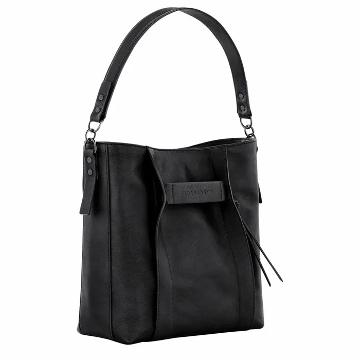 Women Longchamp 3D M Hobo Bag Black Longchamp Shoulder Bags