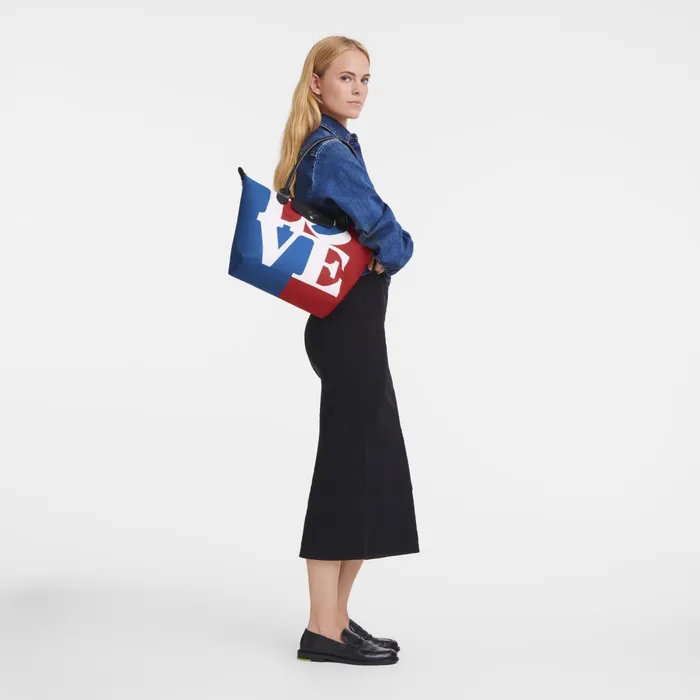Women Longchamp X Robert Indiana M Tote Bag White Longchamp Shoulder Bags