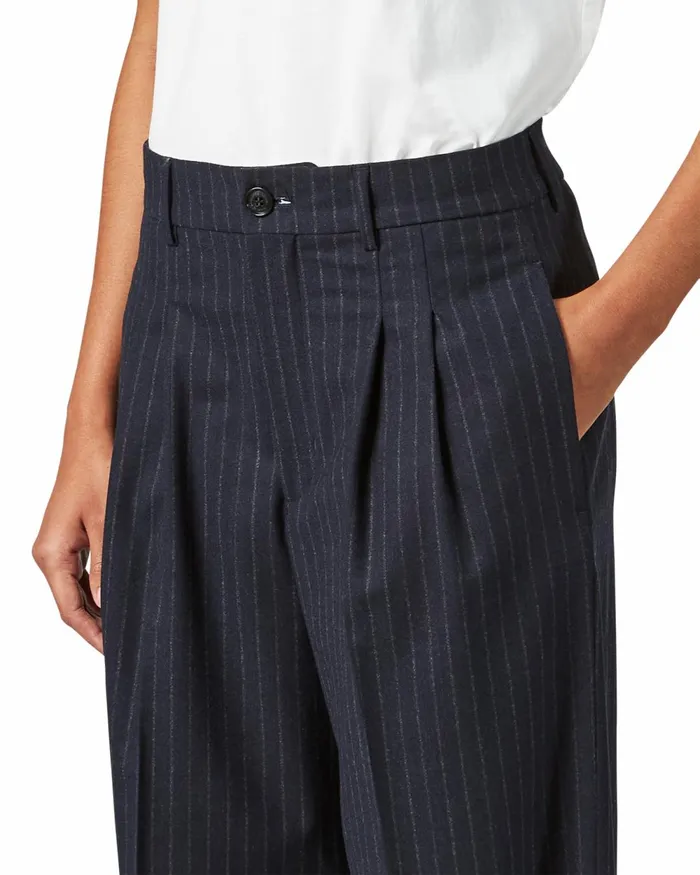 Women Loose Fit Trousers 8211 Navy Blue Paris Philippe Model Paris Trousers And Shorts