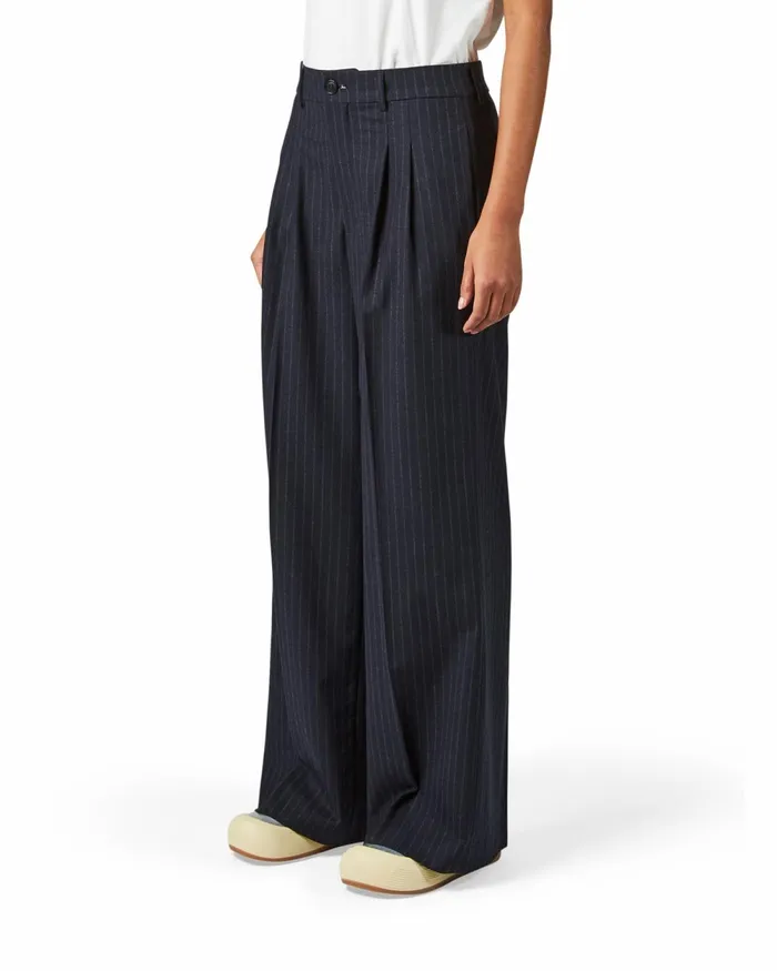 Women Loose Fit Trousers 8211 Navy Blue Paris Philippe Model Paris Trousers And Shorts