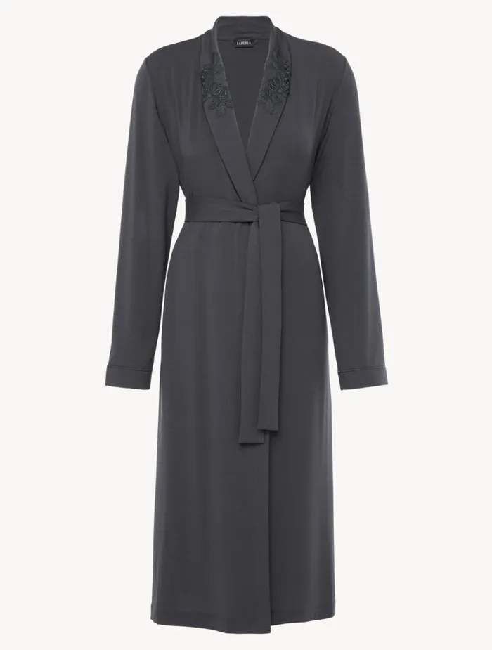 Women Loungewear La Perla Robe In Charcoal Grey