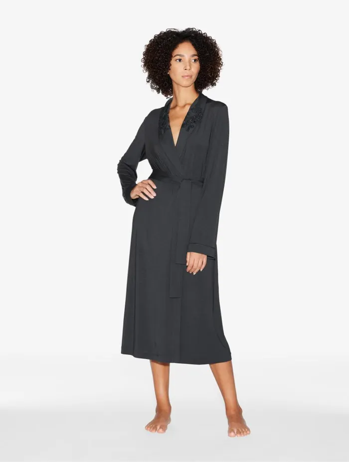 Women Loungewear La Perla Robe In Charcoal Grey