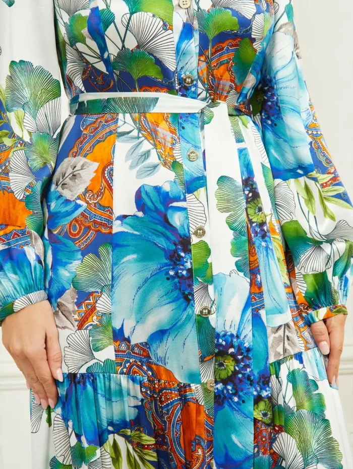 Women Lucky Charm Silk Maxi Dress Lucky Charm Print Marciano Dresses Women Lucky Charm Silk Maxi Dress Lucky Charm Print Marciano Dresses