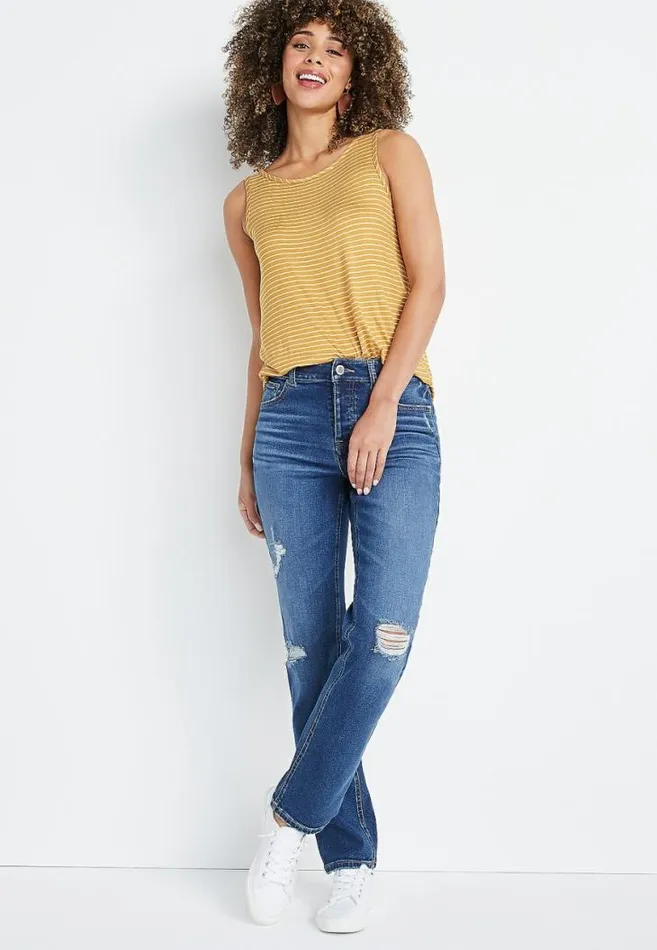 Women M Jeans By Maurices Vintage Straight Super High Rise Ripped Jean Maurices Jeans
