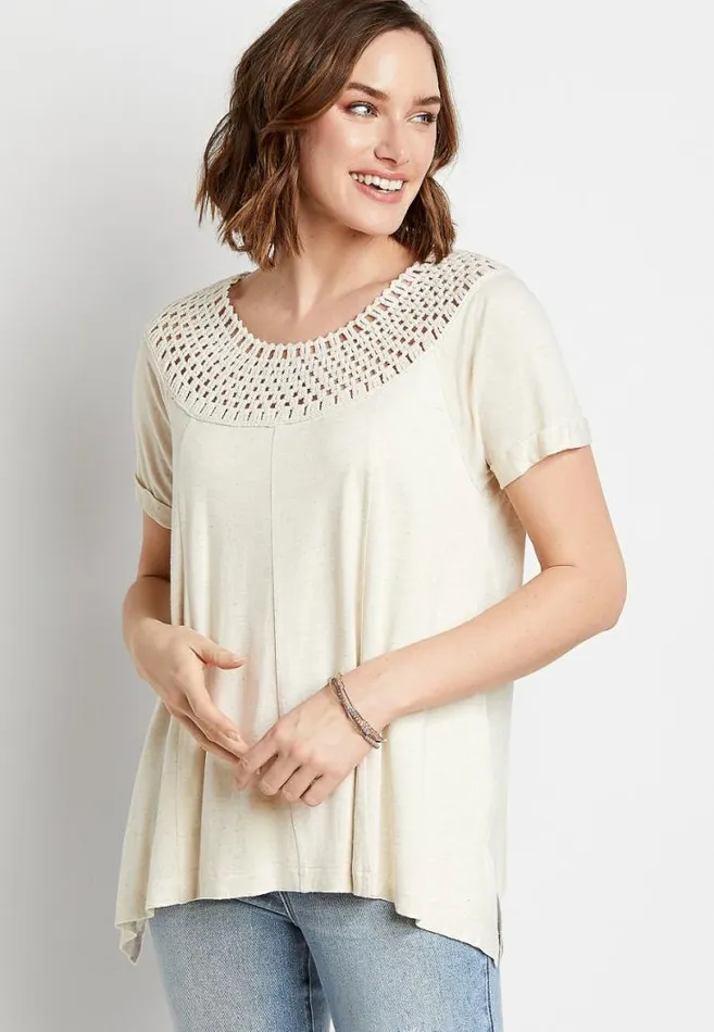 Women Macrame Neck Top Maurices Tops