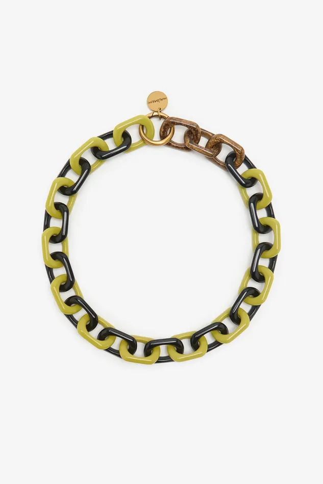 Women Malparmi Bijoux Multi Resin Chain Necklace Yellowbrown