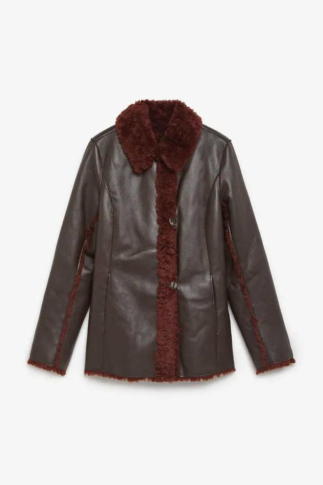 Women Malparmi Coats Eco Ram Look Jacket Bordeaux