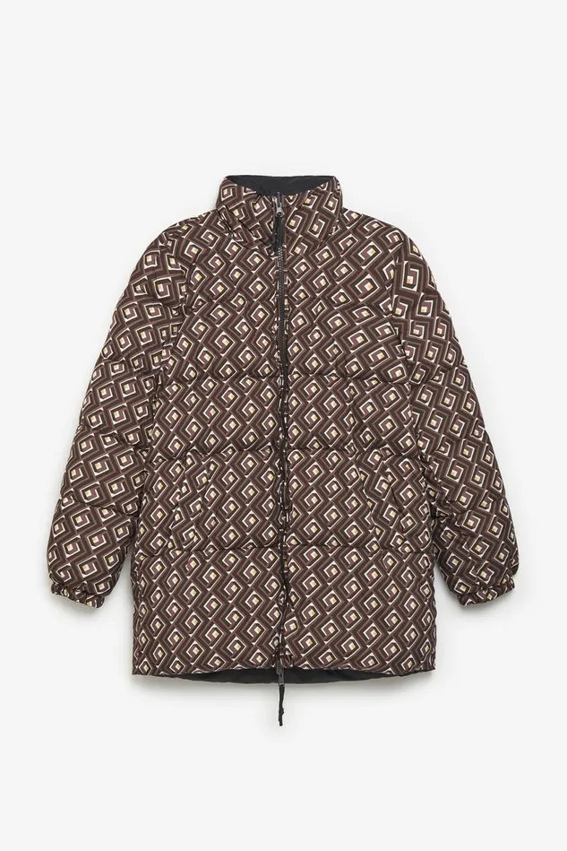 Women Malparmi Coats Printed Padded Nylon Jacket Brownblackyellow