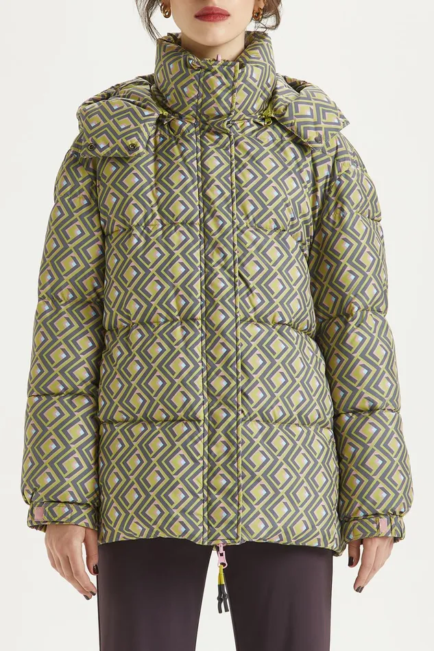 Women Malparmi Coats Printed Padded Nylon Jacket Greenblackpink