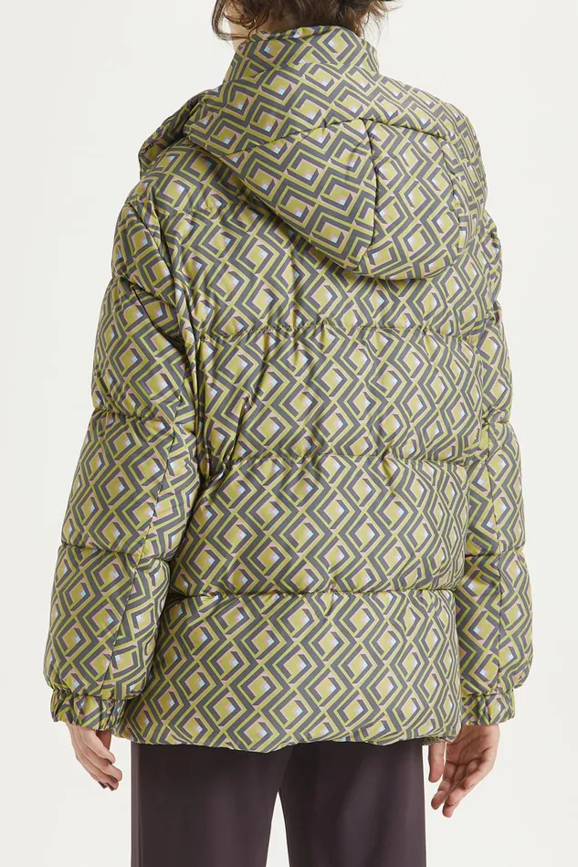 Women Malparmi Coats Printed Padded Nylon Jacket Greenblackpink