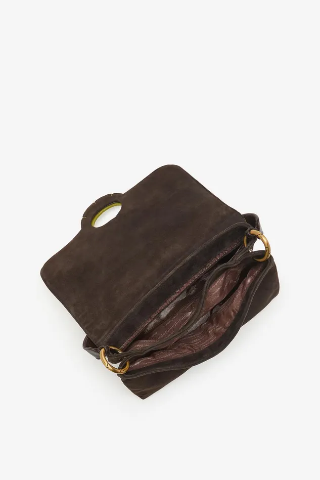 Women Malparmi Crossbody Bags Medium Suede Inlay Crossbody Bag Greenbrown