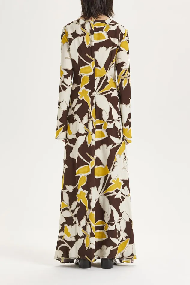 Women Malparmi Dresses Calliope Flower Dress Brownyellowivory