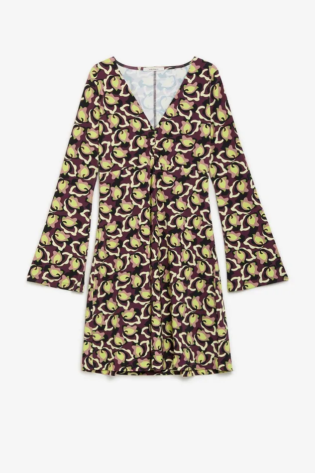 Women Malparmi Dresses Camoleaves Jersey Dress Greenblackbrown